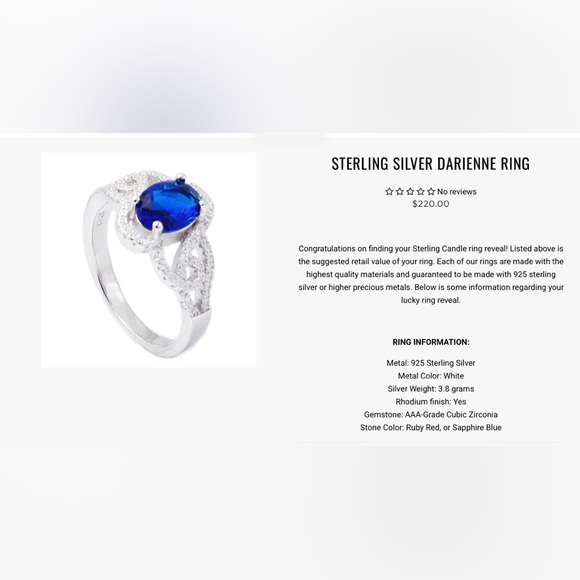 Sterling Candle Darienne  Ring Women’s Size 8 Sterling 925 - Picture 3 of 11